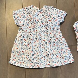 Petit Bateau Floral Kids Dress - White and Red